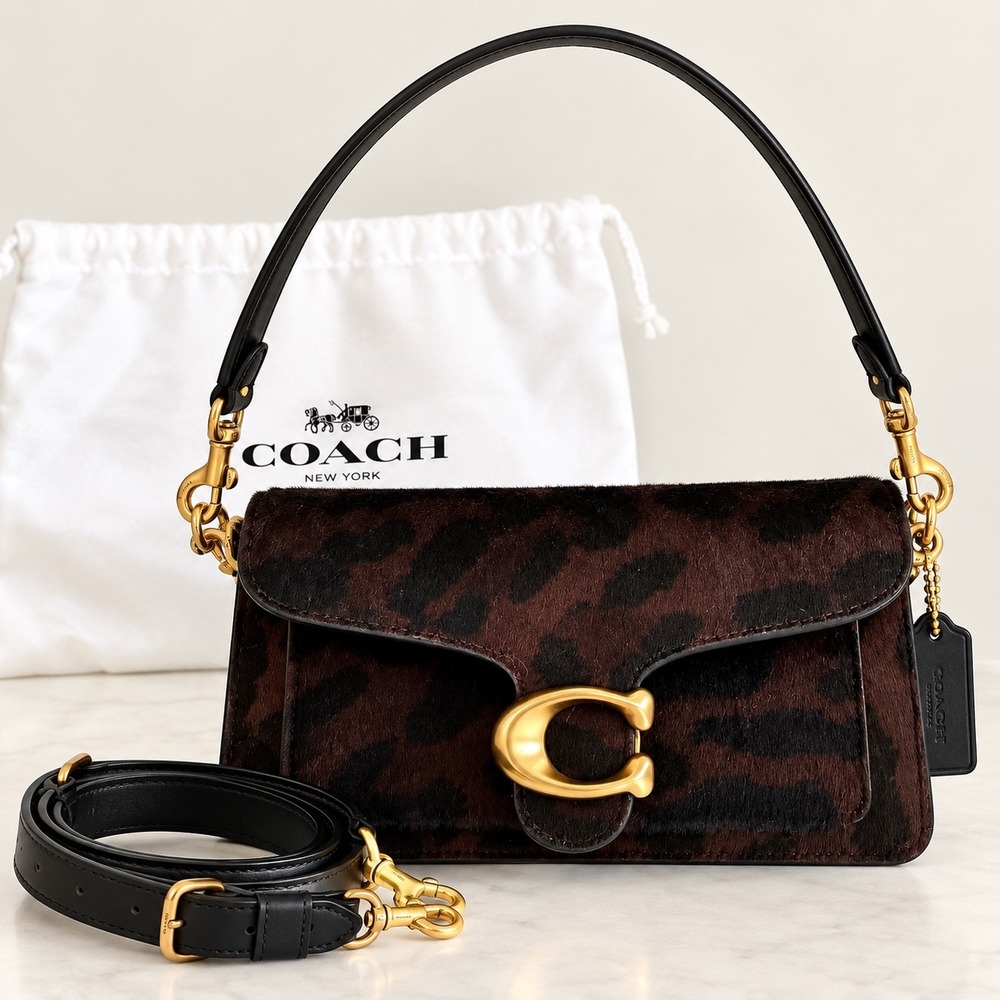Coach Tabby 20 Leopard Haircalf Shoulder Crossbody Bag Gold NWOT